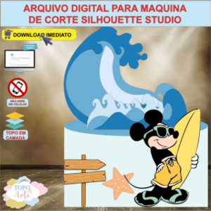 ARQUIVO de Corte Topo de Bolo Mickey Mouse Surfista - 11