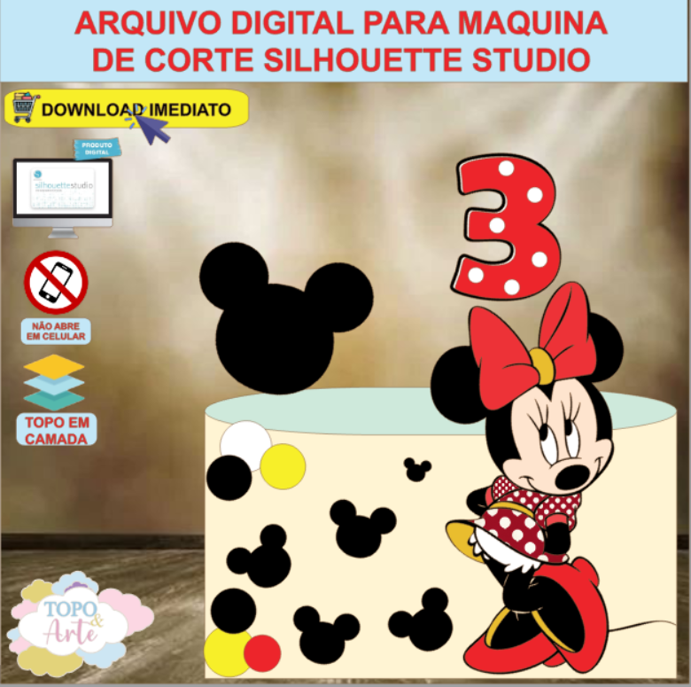 ARQUIVO de Corte Topo de Bolo Minnie Mouse - 05