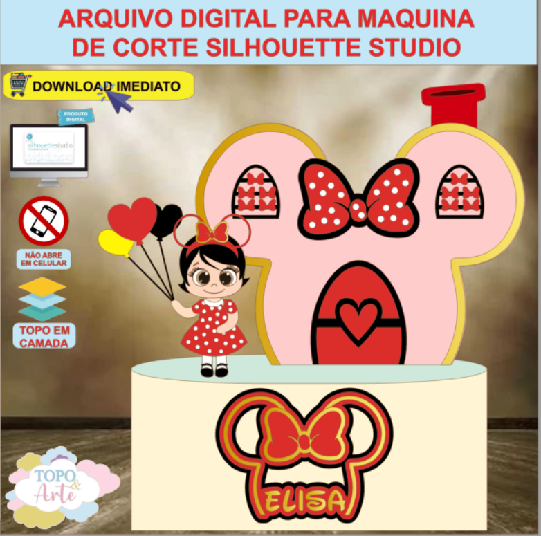 ARQUIVO de Corte Topo de Bolo Minnie Mouse - 08