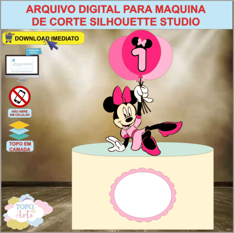 ARQUIVO de Corte Topo de Bolo Minnie Mouse - 09