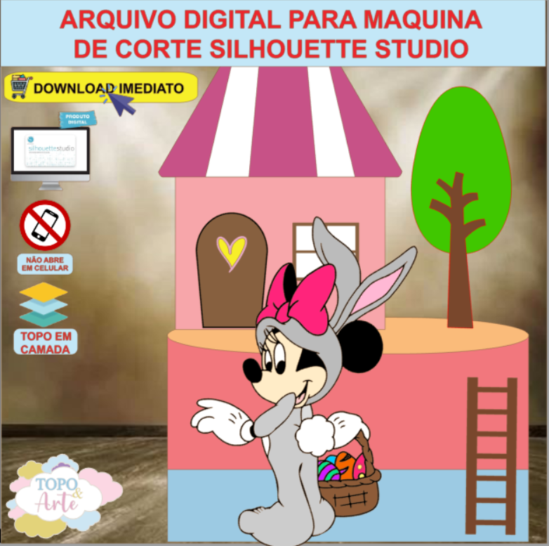 ARQUIVO de Corte Topo de Bolo Minnie Mouse de Pascoa- 04
