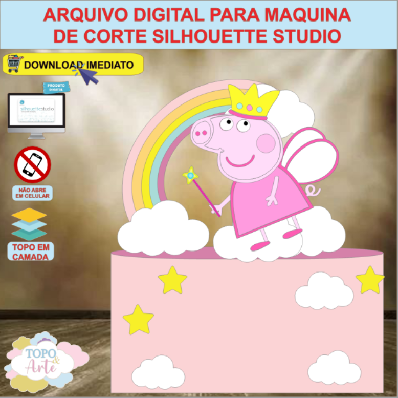 ARQUIVO de Corte Topo de Bolo Peppa Pig Fada - 01