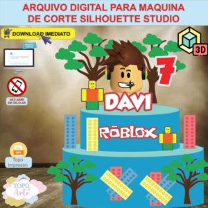 ARQUIVO de Corte Topo de Bolo Roblox com Lego 3D - 01