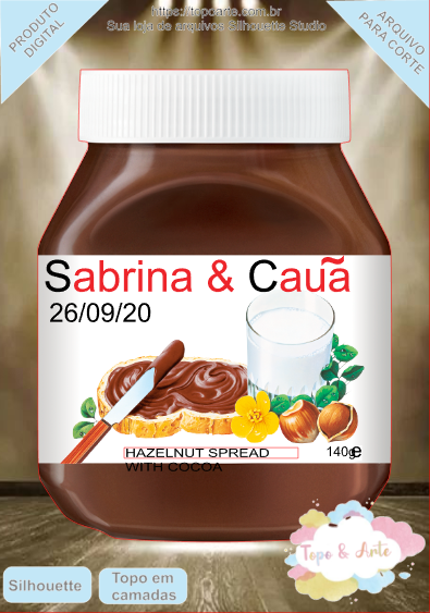 ARQUIVO de Corte Topo de Bolo Rotulo Nutella - 01