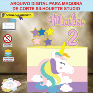 ARQUIVO de Corte Topo de Bolo Unicornio - 01