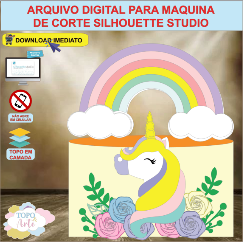 ARQUIVO de Corte Topo de Bolo Unicornio - 05