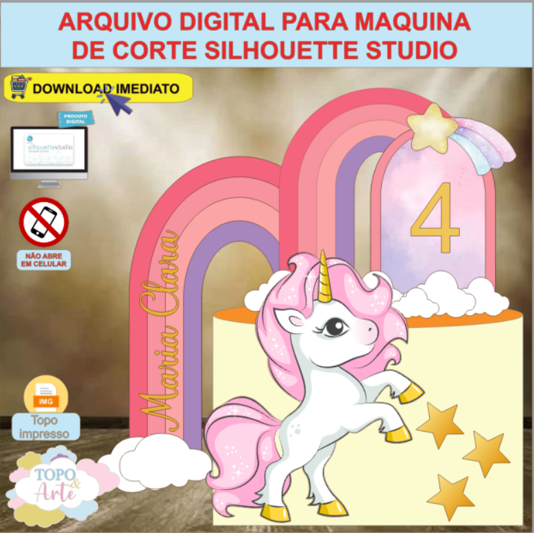 ARQUIVO de Corte Topo de Bolo Unicornio - 16