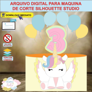 ARQUIVO de Corte Topo de Bolo Unicornio de Asas - 11