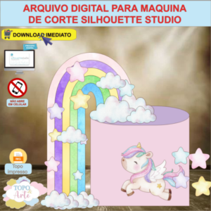 ARQUIVO de Corte Topo de Bolo Unicornio de Asas Aquarela - 17