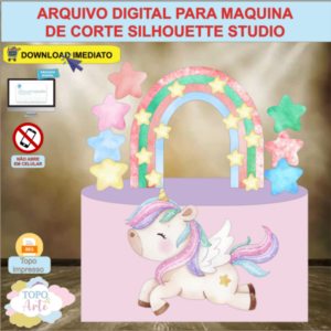 ARQUIVO de Corte Topo de Bolo Unicornio de Asas Aquarela - 18