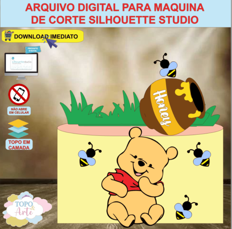 ARQUIVO de Corte Topo de Bolo Ursinho Pooh - 04