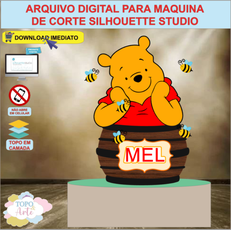 ARQUIVO de corte Topo de bolo Ursinho Pooh - 02