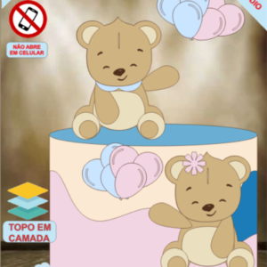 ARQUIVO de Corte Topo de Bolo Cha Revelação Bebe Urso Ursinho - 01
