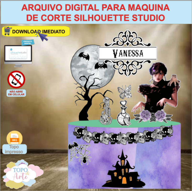 ARQUIVO de Corte Topo de Bolo Wandinha Addams - 04