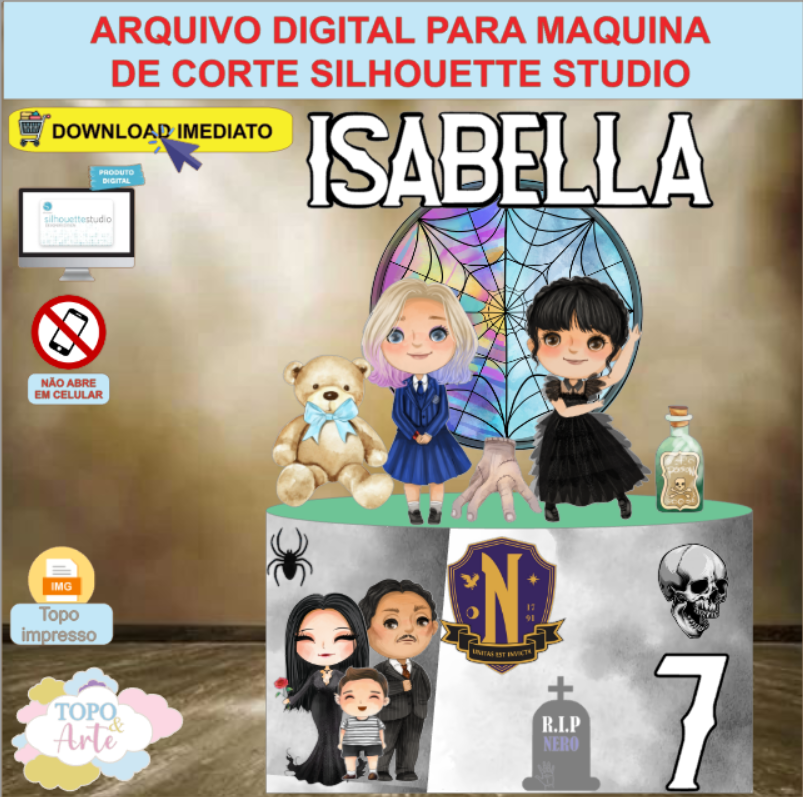 ARQUIVO de Corte Topo de Bolo Wandinha Addams - 05