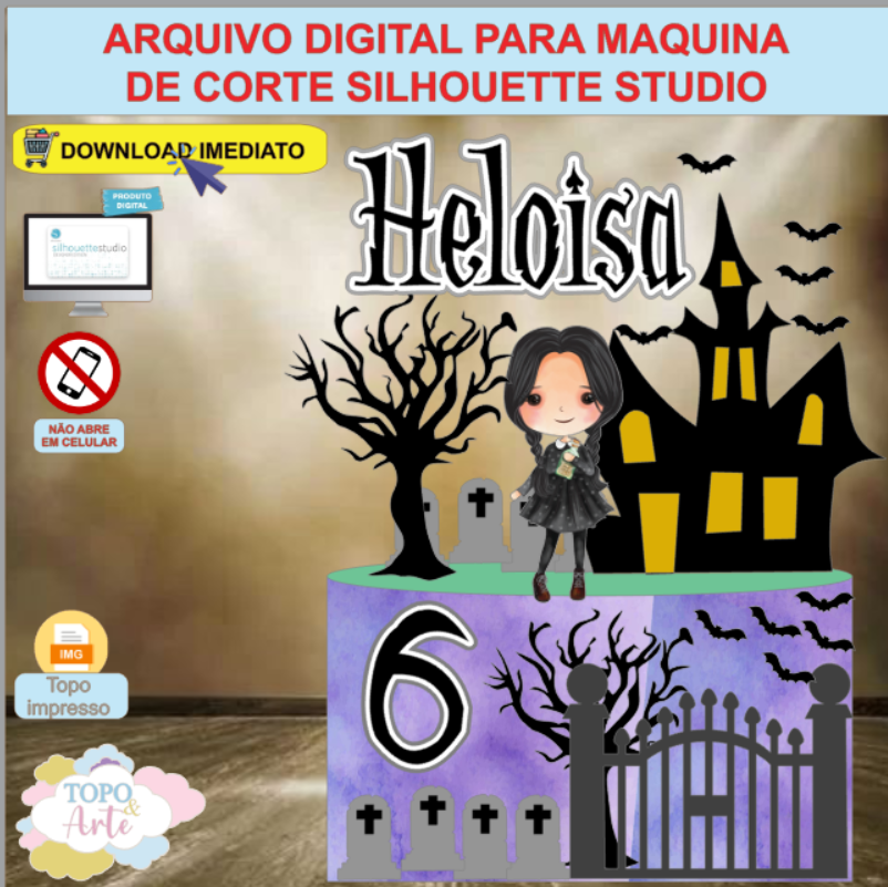 ARQUIVO de Corte Topo de Bolo Wandinha Addams - 06