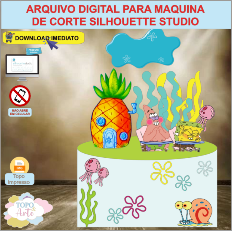 ARQUIVO de Corte Topo de Bolo Bob Esponja - 04