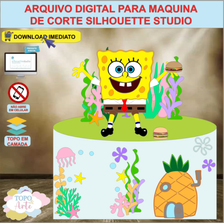 ARQUIVO de Corte Topo de Bolo Bob Esponja - 05