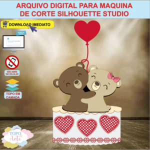 ARQUIVO de Corte Topo de Bolo Dia dos Namorados Ursos Agarradinhos - 01