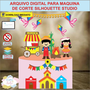 ARQUIVO de Corte Topo de Bolo Festa Junina Casal Caipira - 12