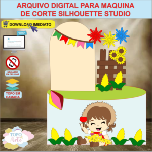 ARQUIVO de Corte Topo de Bolo Festa Junina Menina - 37