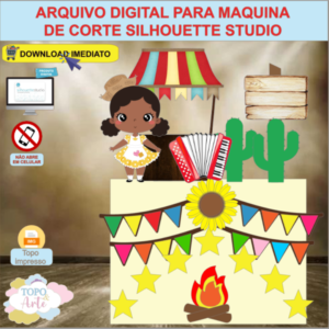 ARQUIVO de Corte Topo de Bolo Festa Junina Menina Afro - 28