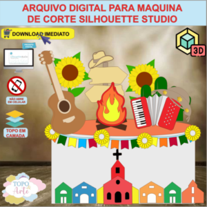 ARQUIVO de Corte Topo de Bolo Festa Junina com Sanfona 3D - 20