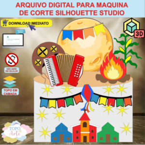 ARQUIVO de Corte Topo de Bolo Festa Junina com Sanfona 3D - 45