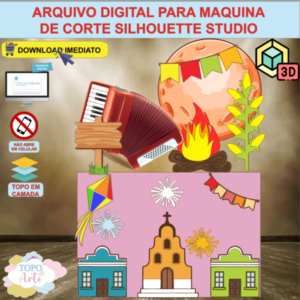 ARQUIVO de Corte Topo de Bolo Festa Junina com Sanfona 3D - 47