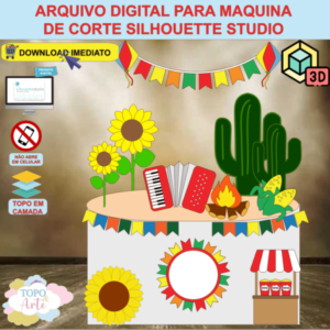 ARQUIVO de Corte Topo de Bolo Festa Junina com Sanfona 3D - 48