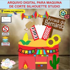 ARQUIVO de Corte Topo de Bolo Festa Junina com Sanfona 3D - 53