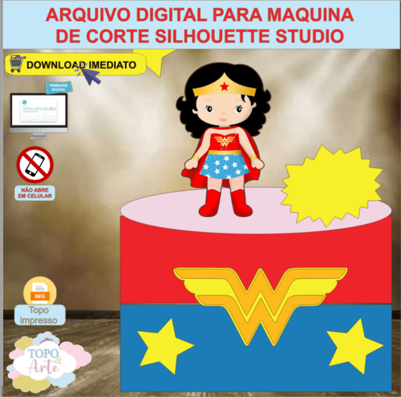 ARQUIVO de Corte Topo de Bolo Mulher Maravilha - 04