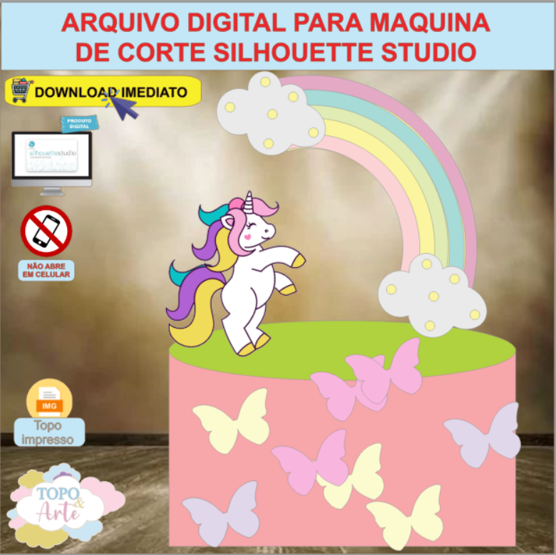 ARQUIVO de Corte Topo de Bolo Unicornio - 21