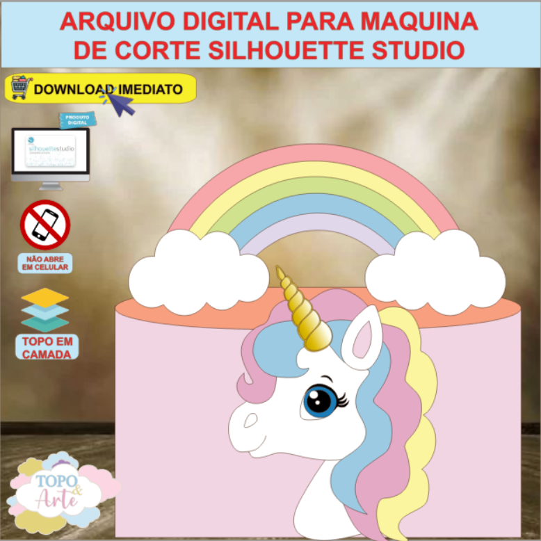 ARQUIVO de Corte Topo de Bolo Unicornio - 22