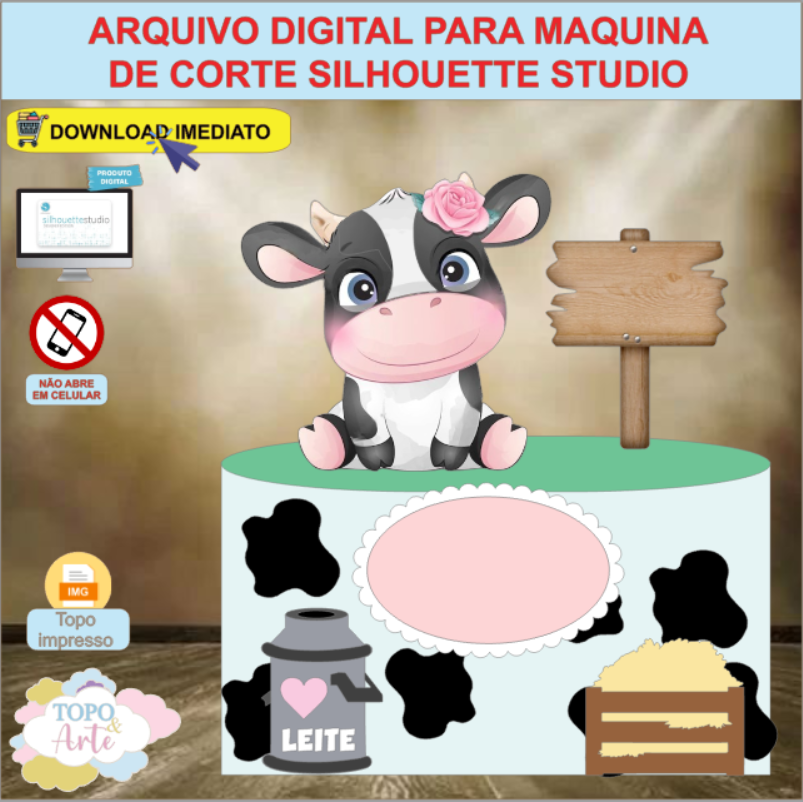 ARQUIVO de Corte Topo de Bolo Vaca Vaquinha - 01