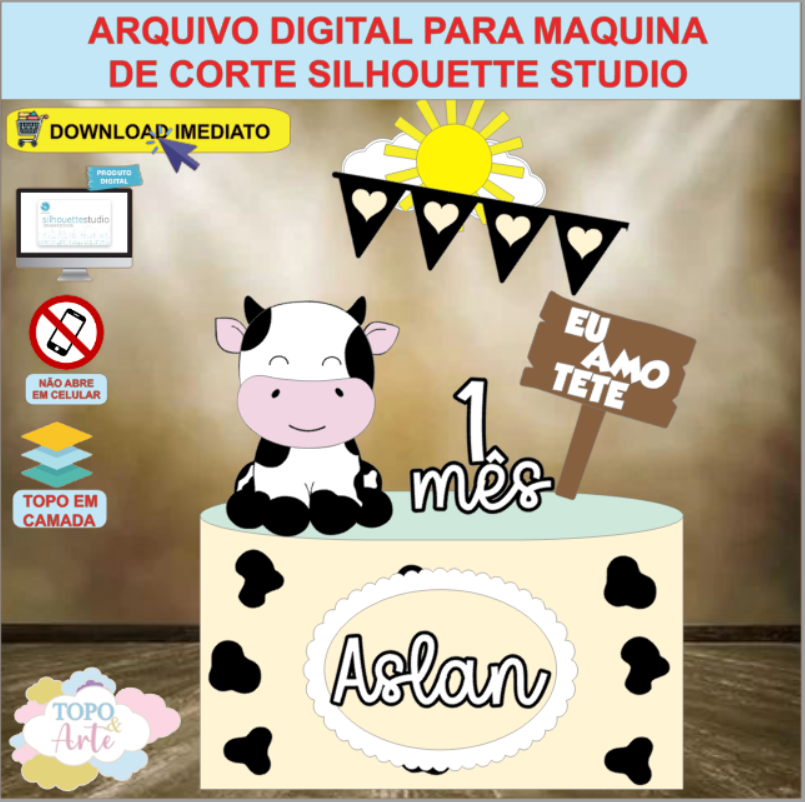 ARQUIVO de Corte Topo de Bolo Vaca Vaquinha - 06
