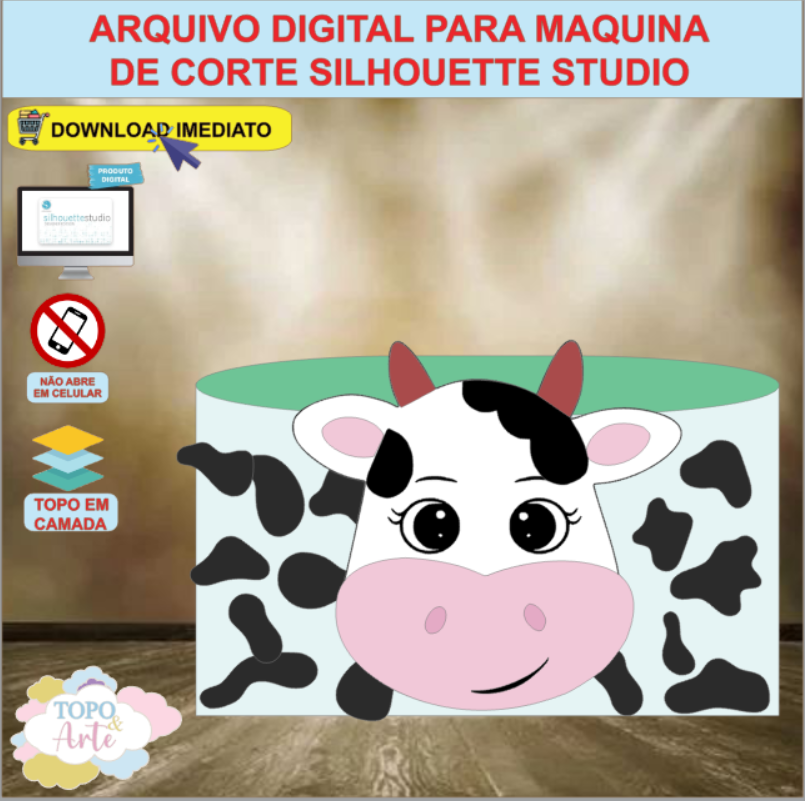 ARQUIVO de Corte Topo de Bolo Vaca Vaquinha Menina - 05