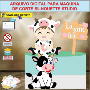 ARQUIVO de Corte Topo de Bolo Vaca Vaquinha menino - 04