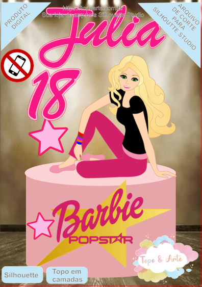 Topper bolo da barbie png