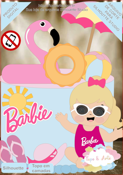 Topper bolo da barbie png