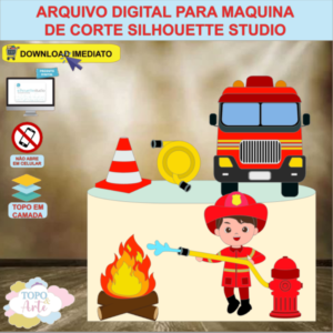 ARQUIVO de Corte Topo de Bolo Bombeiro Menino - 02
