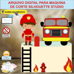 ARQUIVO de Corte Topo de Bolo Bombeiro Menino - 03
