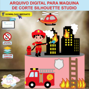 ARQUIVO de Corte Topo de Bolo Bombeiro Menino - 06