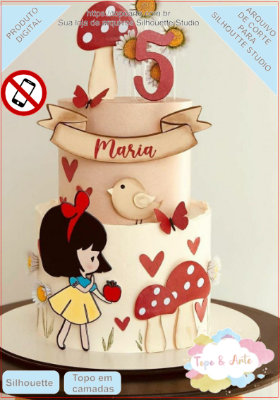 ARQUIVO de Corte Topo de Bolo Branca de Neve Cute - 09