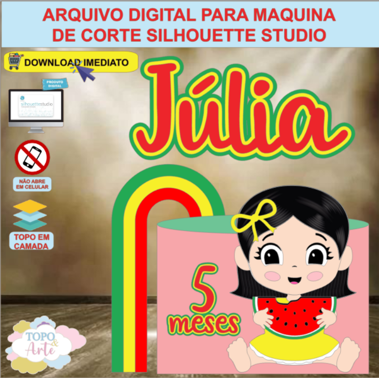 ARQUIVO de Corte Topo de Bolo Turma da Monica Apresenta Magali - 26