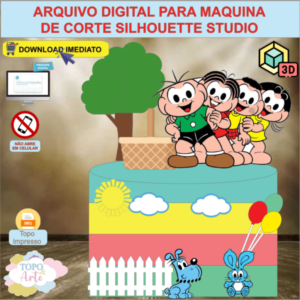 ARQUIVO de Corte Topo de Bolo Turma da Monica Apresenta Magali com Cesta 3D - 21