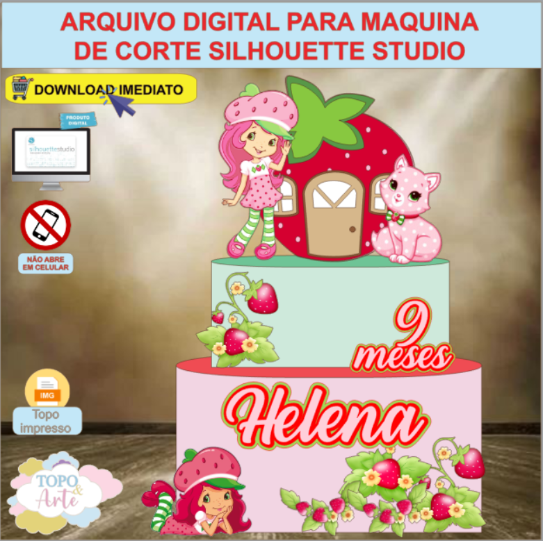ARQUIVO de Corte Topo de Bolo Moranguinho - 10