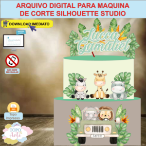 ARQUIVO de Corte Topo de Bolo Safari Aquarela - 03
