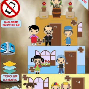 ARQUIVO de Corte Topo de Bolo  Turma do Chaves com Barril e Caixote 3D- 11