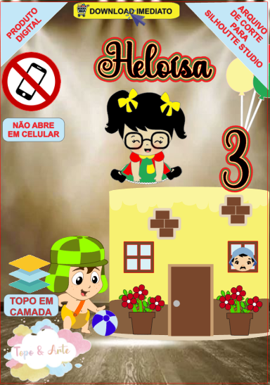 ARQUIVO de Corte Topo de Bolo Turma do Chaves e Chiquinha - 01
